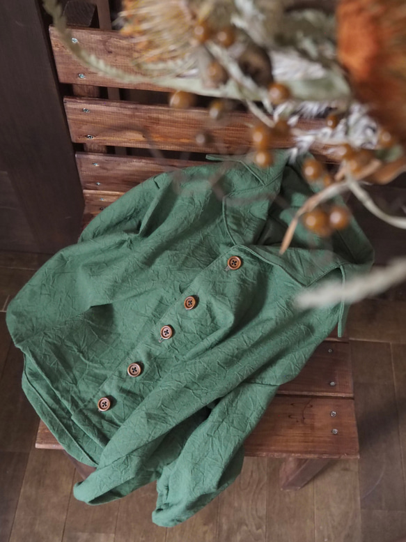 【サイズ100】深緑のシャツ 10枚目の画像