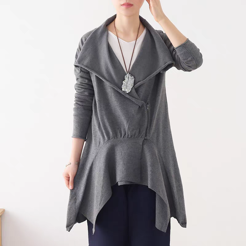 ジャケット級のクールな仕上がり☆ジップアップカーディガン  グレー