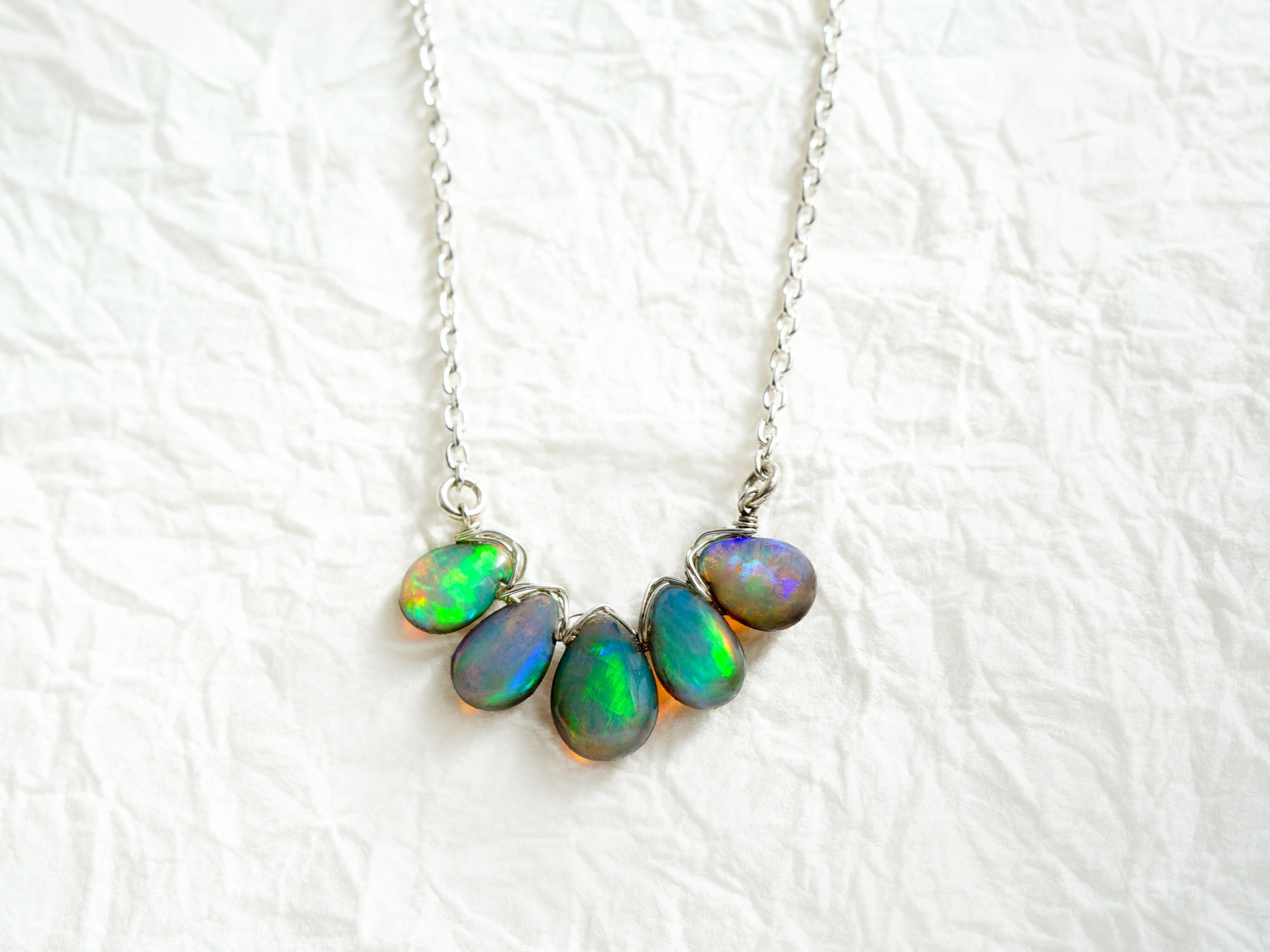 エチオピアンオパール*漆仕上げ*ペンダントネックレス|Sterling Silver