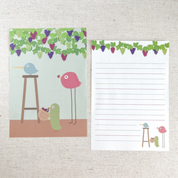 【便箋セット】とりお・ざ・とりーずのぶどう狩り【２４枚入り】 2枚目の画像