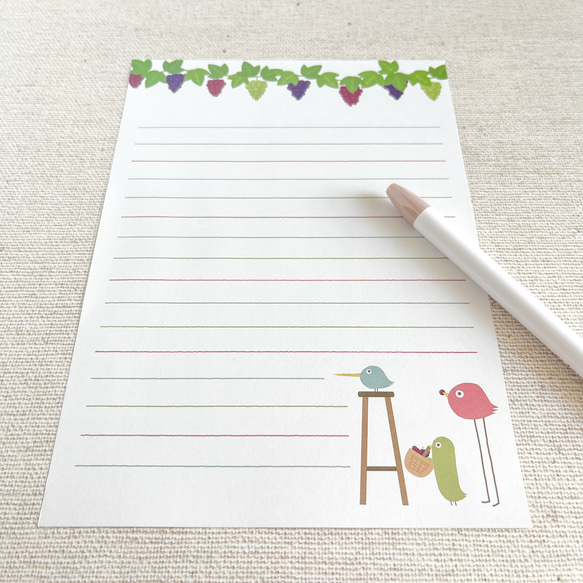 【便箋セット】とりお・ざ・とりーずのぶどう狩り【２４枚入り】 3枚目の画像