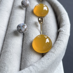 【控えめな華やかさ】数量限定　Soléa（ソレア）｜天然石2wayピアス　カルセドニー×コッパーオパール　秋ピアス 12枚目の画像