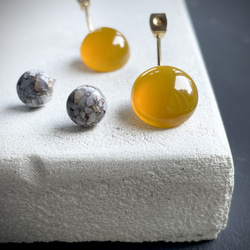 【控えめな華やかさ】数量限定　Soléa（ソレア）｜天然石2wayピアス　カルセドニー×コッパーオパール　秋ピアス 8枚目の画像