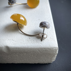 【控えめな華やかさ】数量限定　Soléa（ソレア）｜天然石2wayピアス　カルセドニー×コッパーオパール　秋ピアス 10枚目の画像