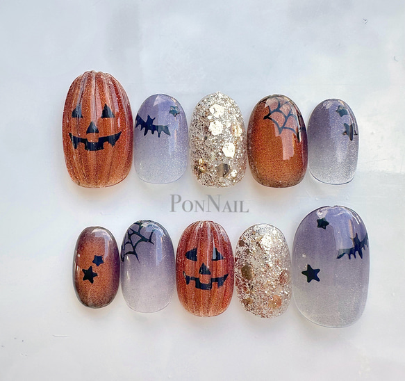 No.118 ぷっくりかぼちゃのハロウィンネイル /ハロウィン/秋ネイル