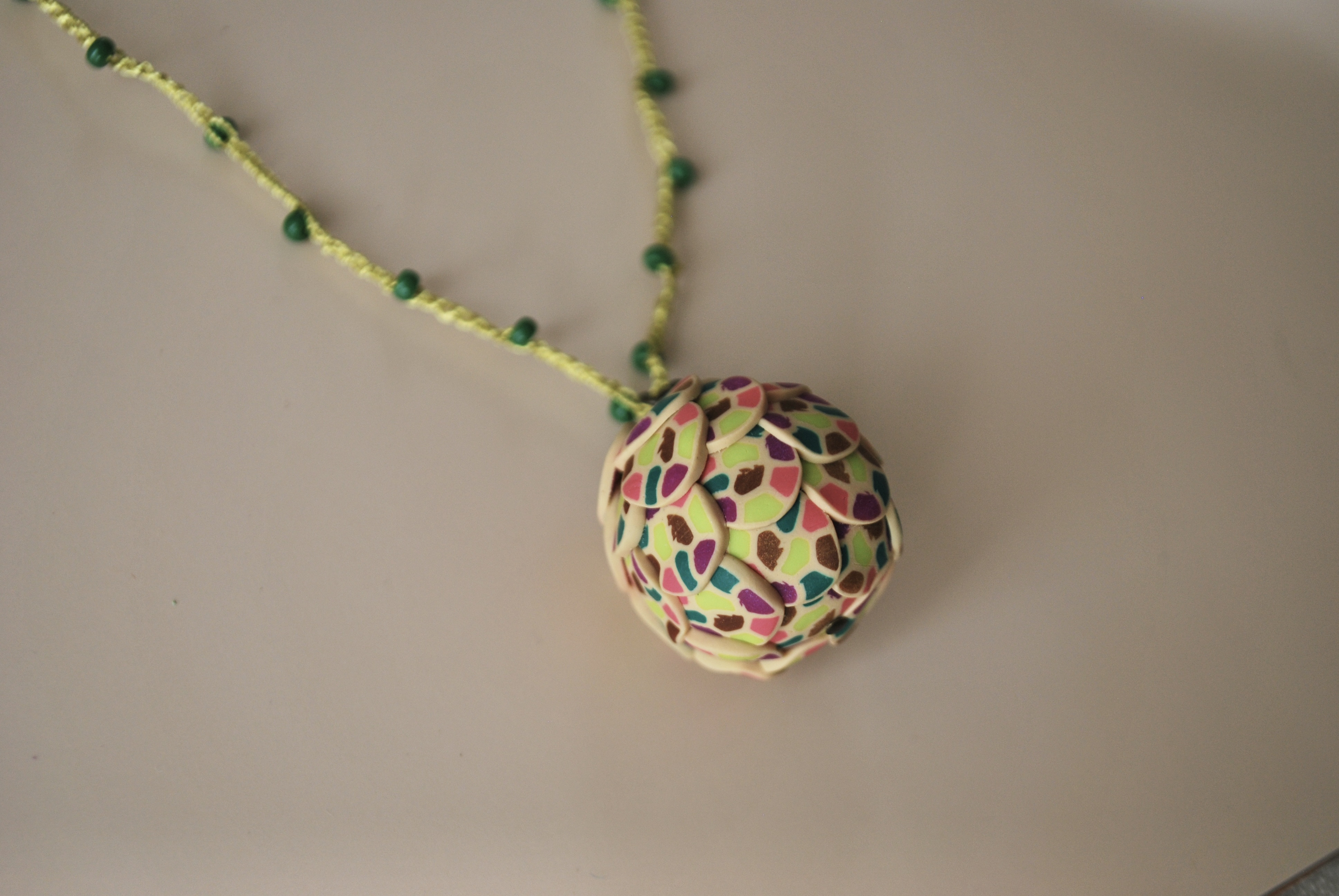 粒つぶビーズのぶつぶつネックレス　03　kinari green purple cha Kimidori