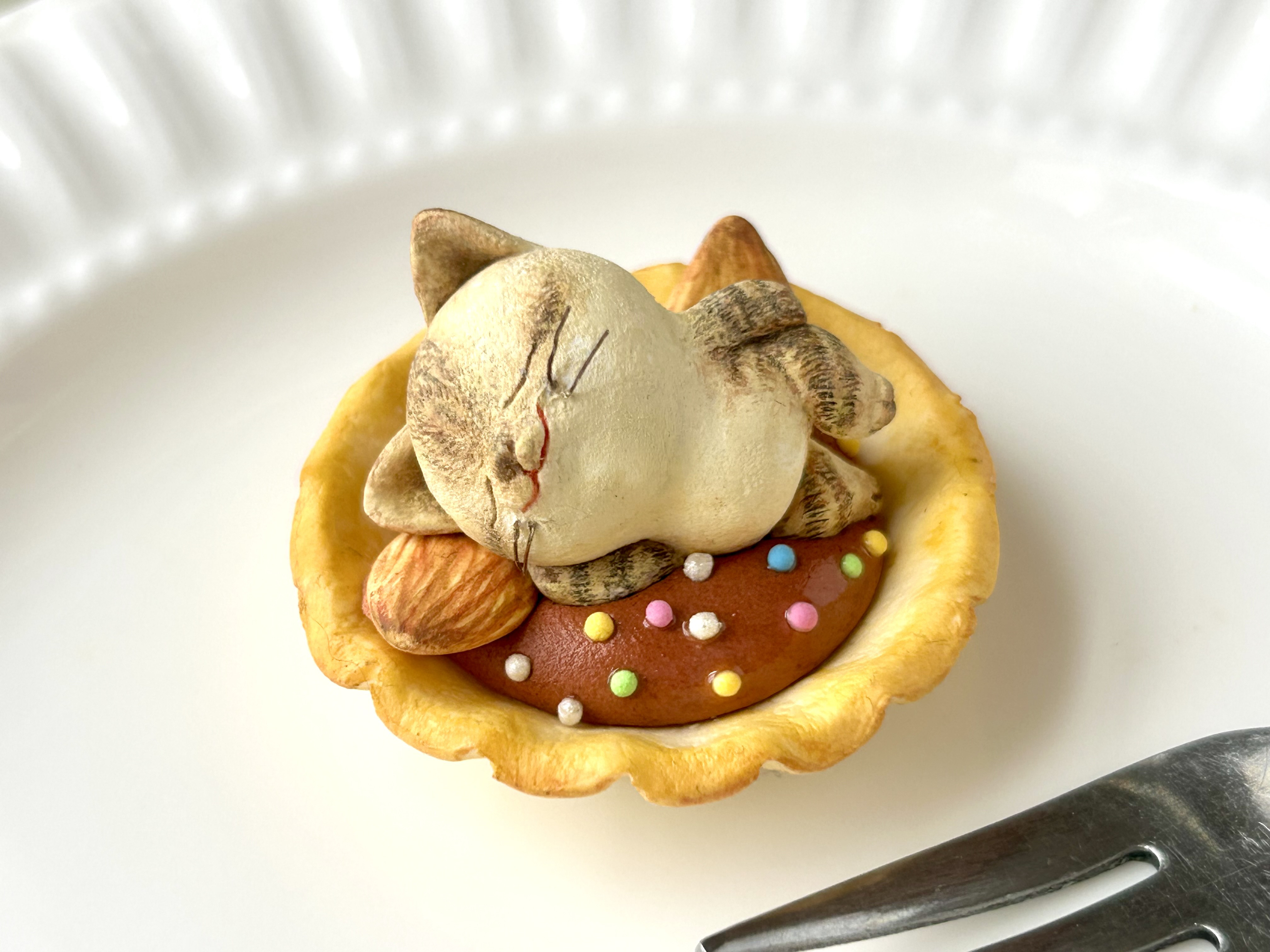 タルトになった猫さん(キジトラ)