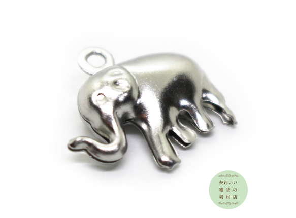 【OML様専用】サージカルステンレスの横向きゾウさんのチャーム（シルバー）500個セット #C-0186T 2枚目の画像