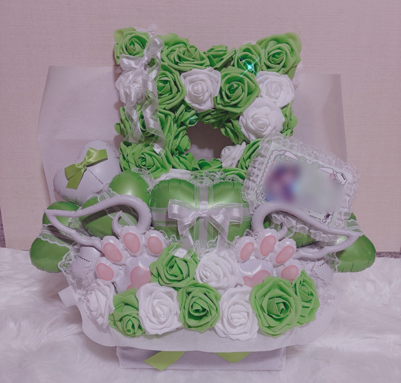 猫 猫型 ねこ フラワーアレンジ バルーンギフト フラスタ 卓フラ