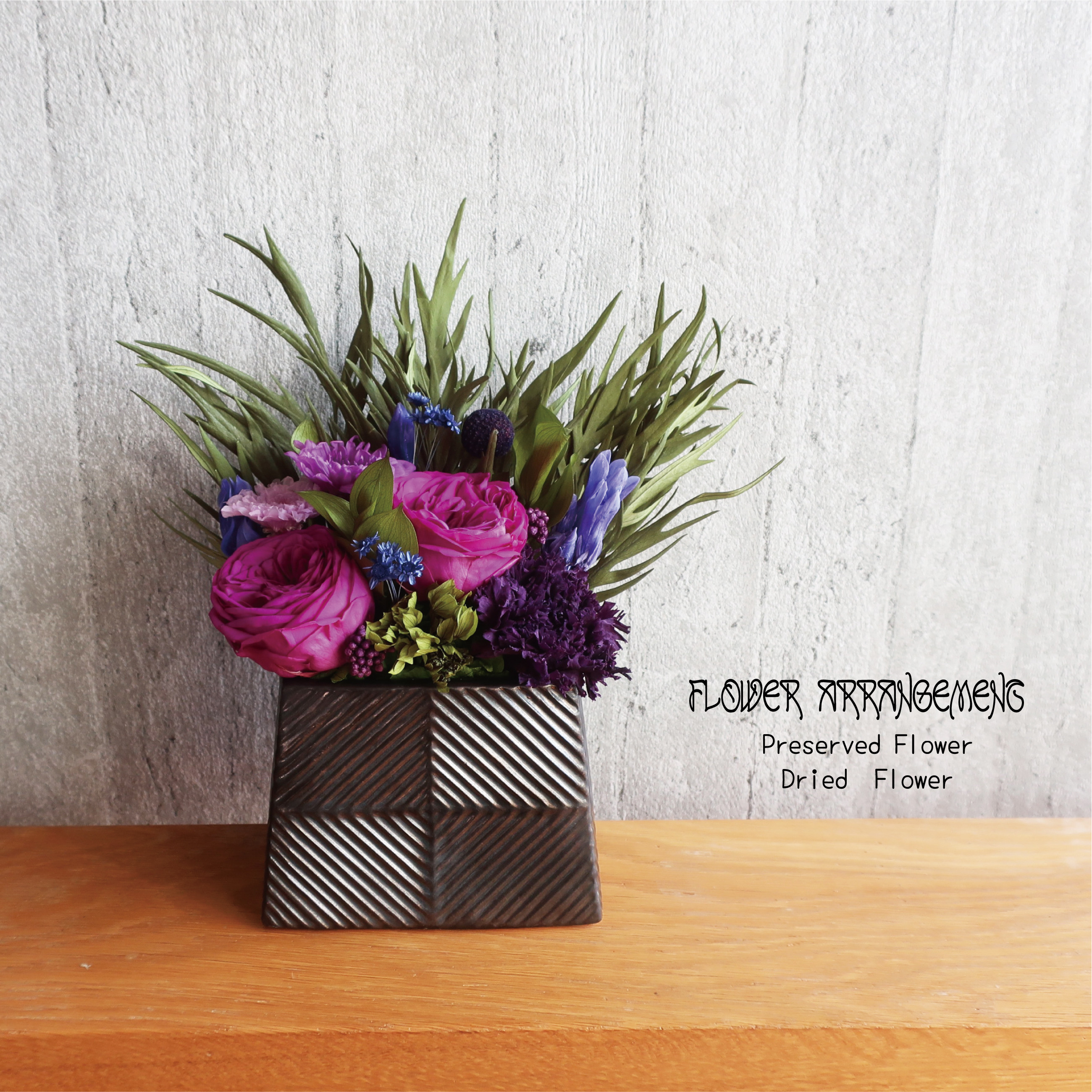 ローズ プリザーブドフラワー 紫 フラワーギフト　古希喜寿　TOUKA-V