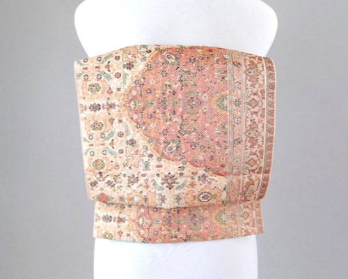 2way作り帯 優美で緻密な花唐草 銀座&一重太鼓 胴巻き〜105cm 正絹