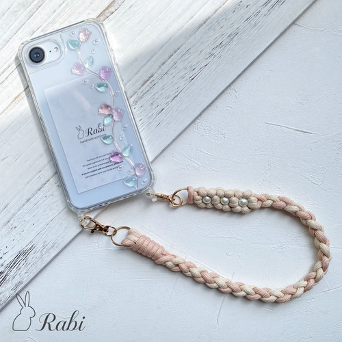 編み込み コットンパール マクラメ ハンドストラップ ハンドベルト