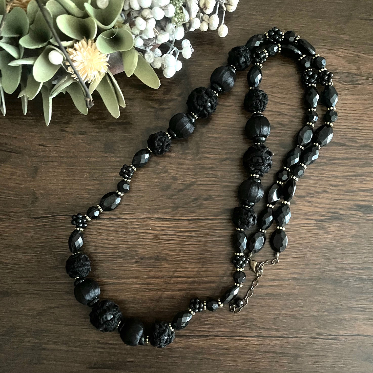 【94cm】Classima CL094 ブラック アンティーク調 ロングネックレス