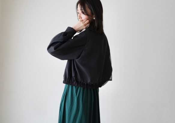 ORGANDIE LAYERED BLOUSON ライトアウター black 20枚目の画像