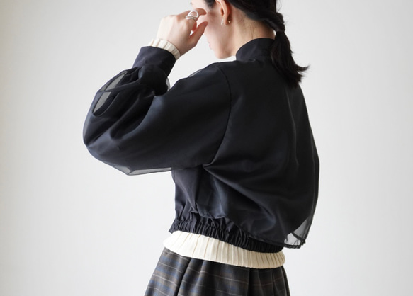 ORGANDIE LAYERED BLOUSON ライトアウター black 3枚目の画像