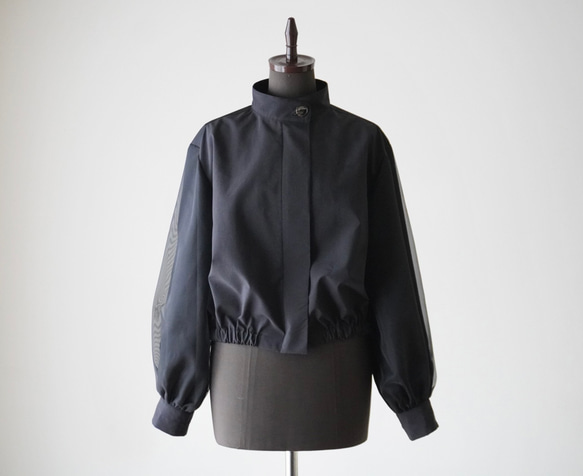 ORGANDIE LAYERED BLOUSON ライトアウター black 5枚目の画像