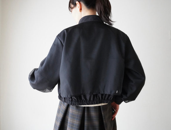 ORGANDIE LAYERED BLOUSON ライトアウター black 4枚目の画像