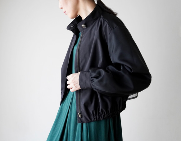 ORGANDIE LAYERED BLOUSON ライトアウター black 2枚目の画像