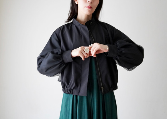 ORGANDIE LAYERED BLOUSON ライトアウター black 18枚目の画像