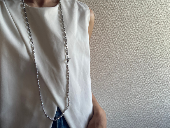 ☑︎Claire – クレアー　サージカルステンレス　チェーンネックレス　パールネックレス 8枚目の画像