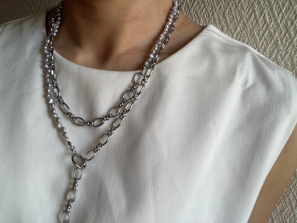 ☑︎Claire – クレアー　サージカルステンレス　チェーンネックレス　パールネックレス 16枚目の画像