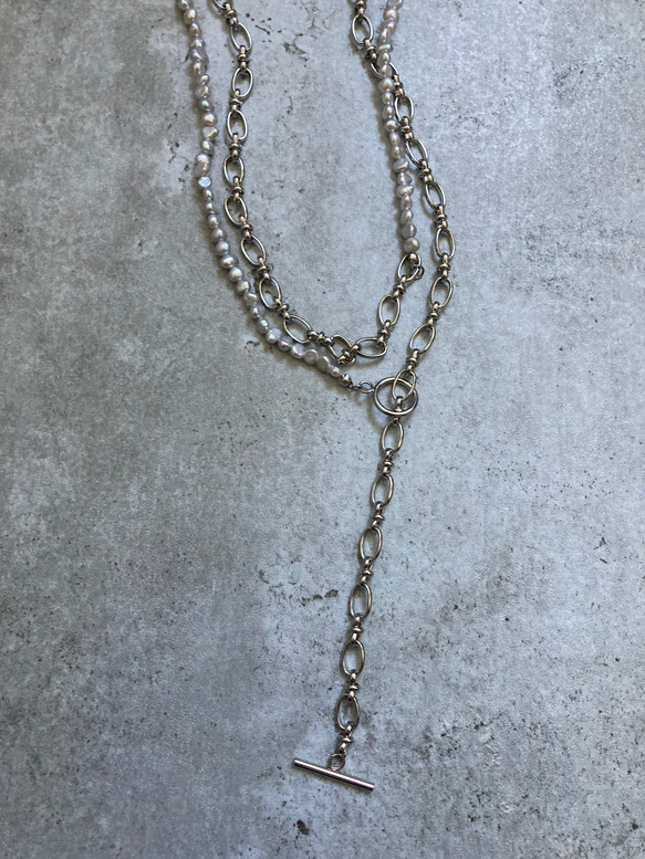 ☑︎Claire – クレアー　サージカルステンレス　チェーンネックレス　パールネックレス 3枚目の画像