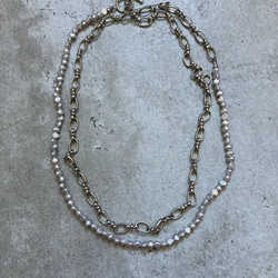 ☑︎Claire – クレアー　サージカルステンレス　チェーンネックレス　パールネックレス 1枚目の画像