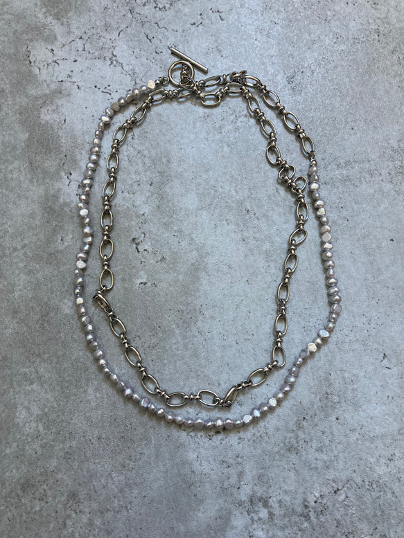 ☑︎Claire – クレアー　サージカルステンレス　チェーンネックレス　パールネックレス 1枚目の画像