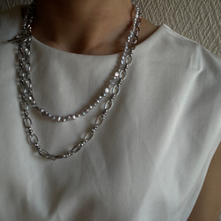 ☑︎Claire – クレアー　サージカルステンレス　チェーンネックレス　パールネックレス 2枚目の画像