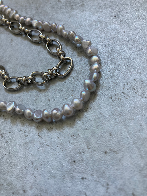 ☑︎Claire – クレアー　サージカルステンレス　チェーンネックレス　パールネックレス 10枚目の画像