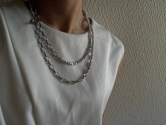 ☑︎Claire – クレアー　サージカルステンレス　チェーンネックレス　パールネックレス 11枚目の画像