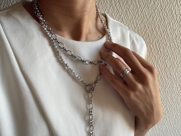 ☑︎Claire – クレアー　サージカルステンレス　チェーンネックレス　パールネックレス 5枚目の画像