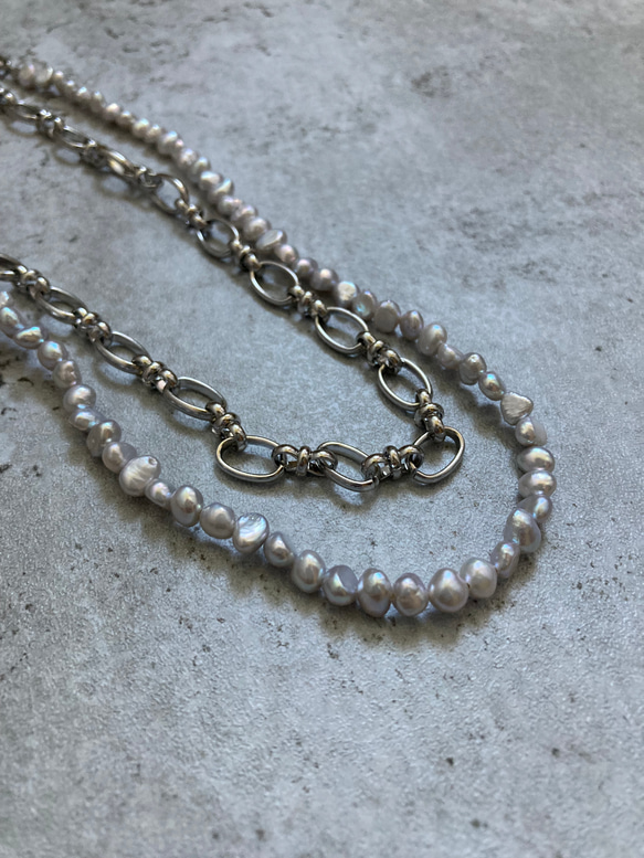 ☑︎Claire – クレアー　サージカルステンレス　チェーンネックレス　パールネックレス 9枚目の画像