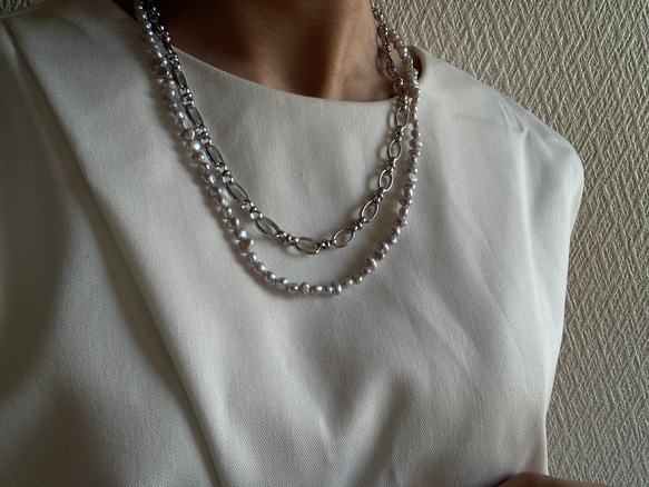☑︎Claire – クレアー　サージカルステンレス　チェーンネックレス　パールネックレス 20枚目の画像