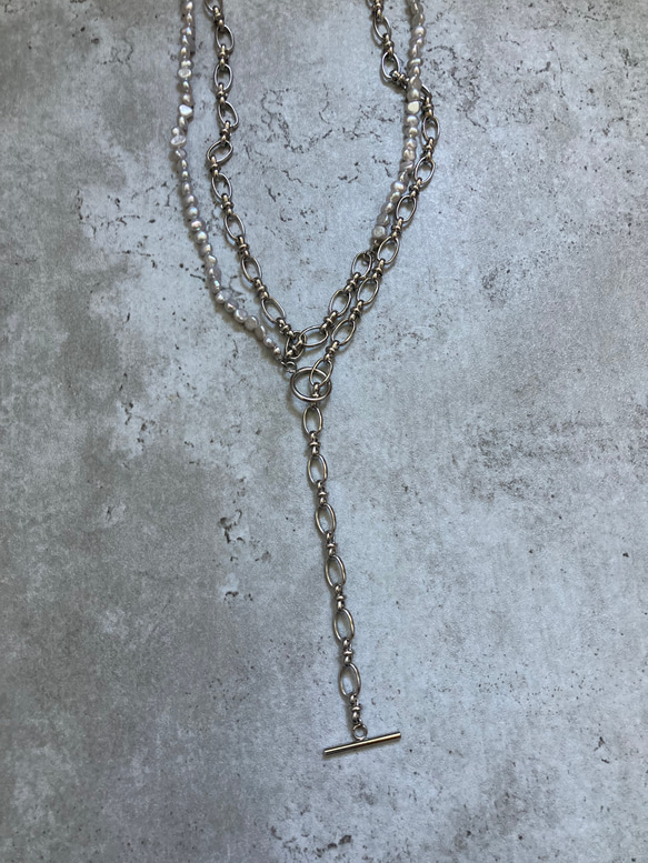 ☑︎Claire – クレアー　サージカルステンレス　チェーンネックレス　パールネックレス 4枚目の画像