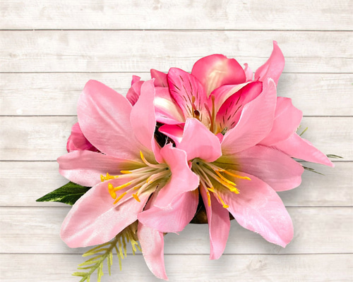 優しいピンクリリー/フラダンス髪飾り/ブライダル/アーティシャル