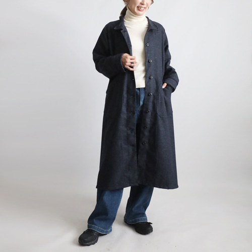 45rpm ガウンコート ロングコート ニット 縮絨ウール チャコールグレー L Takako Shirasawa × HOUSE OF LOTUS