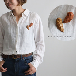 新作　２個セット　ブローチ　手彫り　ウッド　カービング　天然木　フクロウ　モチーフ　サウォウッド　ペア　ハート　Q15A 9枚目の画像