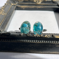 アパタイトオーバルカフス☆ / メンズ / カフス / ギフト / 天然石 / 父の日 5枚目の画像