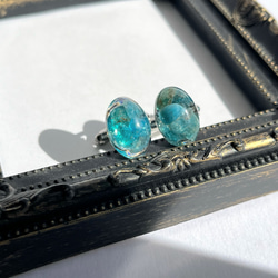 アパタイトオーバルカフス☆ / メンズ / カフス / ギフト / 天然石 / 父の日 3枚目の画像