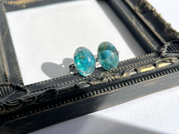 アパタイトオーバルカフス☆ / メンズ / カフス / ギフト / 天然石 / 父の日 3枚目の画像