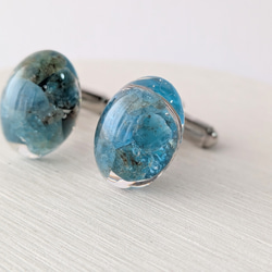 アパタイトオーバルカフス☆ / メンズ / カフス / ギフト / 天然石 / 父の日 9枚目の画像