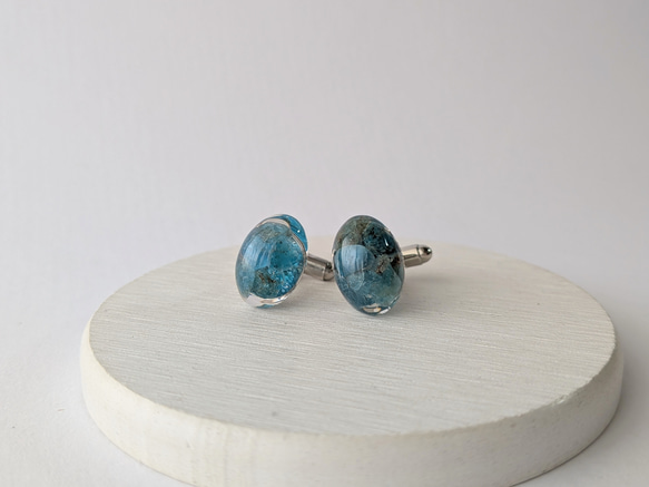 アパタイトオーバルカフス☆ / メンズ / カフス / ギフト / 天然石 / 父の日 8枚目の画像