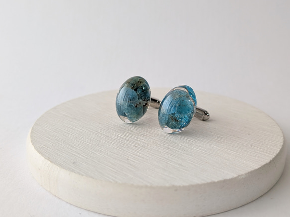 アパタイトオーバルカフス☆ / メンズ / カフス / ギフト / 天然石 / 父の日 6枚目の画像