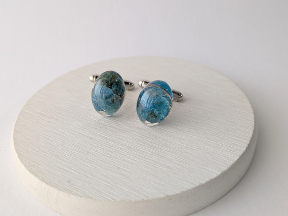 アパタイトオーバルカフス☆ / メンズ / カフス / ギフト / 天然石 / 父の日 7枚目の画像