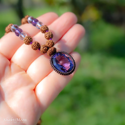 レア・希少！4WAY プレミアムカットアメジストと10面ルドラクシャのお守りルドラクシャハーフマーラーネックレス45 5枚目の画像