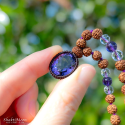 レア・希少！4WAY プレミアムカットアメジストと10面ルドラクシャのお守りルドラクシャハーフマーラーネックレス45 6枚目の画像