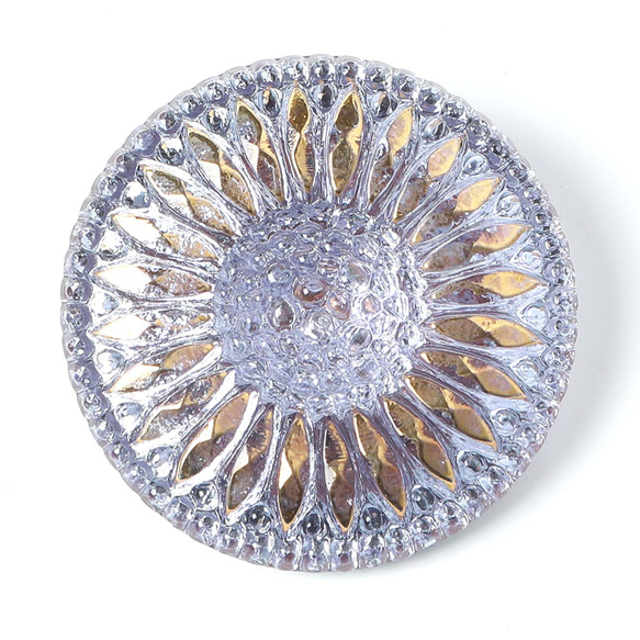 ひまわりのガラスボタン 2.7cm ペール・パープル 1枚目の画像