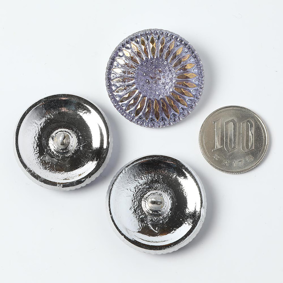 ひまわりのガラスボタン 2.7cm ペール・パープル 3枚目の画像