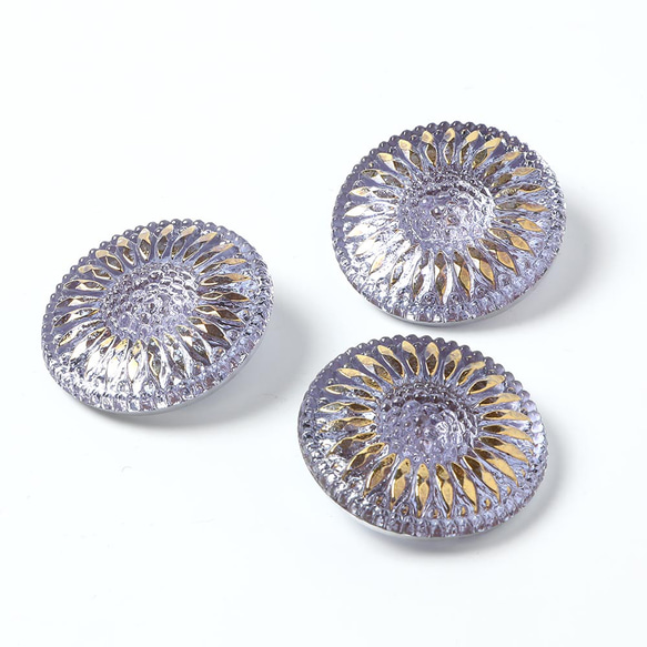 ひまわりのガラスボタン 2.7cm ペール・パープル 2枚目の画像